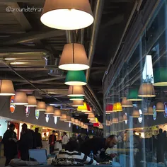 The narrow food court recently opened at the lower floor 