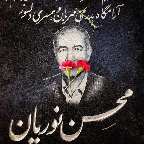 A portrait shows an Iranian man on his gravestone at Tehr