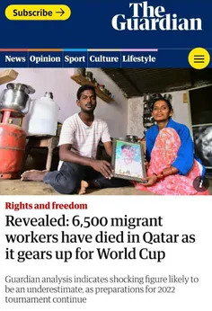 🔻ساخت استادیوم در قطر برای جام جهانی، جان ۶۵۰۰ کارگر را گ