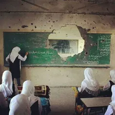 تصویری تکان دهنده از مدرسه ای در سوریه 