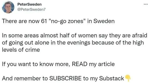 🔸در حال حاضر ۶۱ "منطقه ممنوعه" در سوئد وجود دارد!