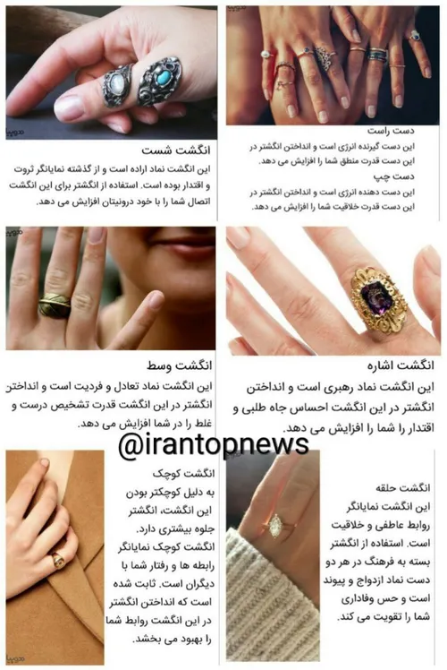 معانی انگشتر برای هر انگشت و دست