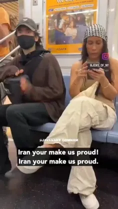 مردم آمریکا در متروی نیویورک از ایران و فلسطین حمایت میکن
