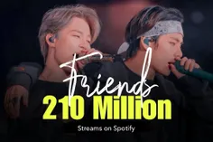 موزیک Friends به بیش از 210 میلیون استریم در اسپاتیفای رس