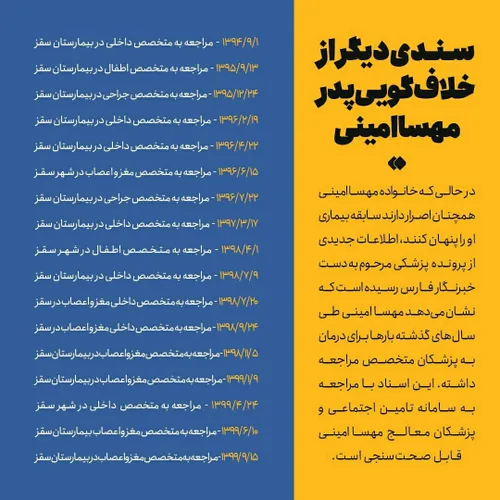 سندی دیگر از خلافه گویی پدر مهسا امینی