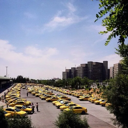 A taxicab stand at West Tehran Passenger Terminal. Iran. 