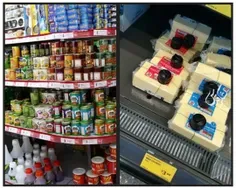 📷تصویر سمت چپ وضعیت قفسه ها‌ در فروشگاههای ایرانه، سمت را