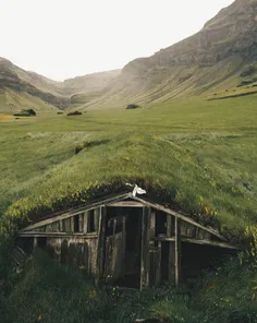 نمایی رویایی از یک کلبه زیرزمینی واقع در ایسلند