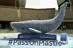 نهنگ 10متری ساخته شده از بطری پلاستیکی در مرکز رم 