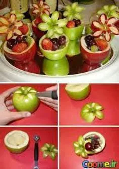 تزیین سیب به شکل گلدون
