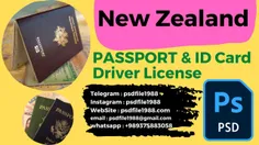 New Zealand Passport PSD | New Zealand ID Card Photoshop | New Zealand Driver License Full Editable