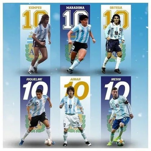 شماره ده های محبوب تیم ملی آرژانتین
ماریو کمپس افسانه ای یا ماتادور بزرگ
ال دیگو(دیگو آرماندو مارادونا)
آریل اورتگا و ریکلمه و لیونل آندرسن لئو
مسی کوتیچینی