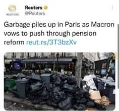 🔺انباشت زباله در خیابان‌های پاریس به دلیل ادامه اعتصاب کا