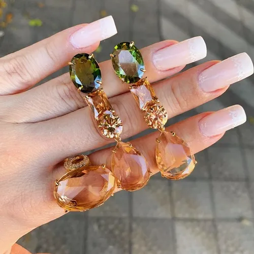زیور ست زیبا انگشتر و دستبند نقره زیورآلات جواهرات مد طلا