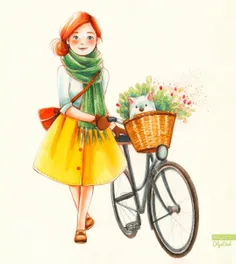 #دوچرخه #تنهایی #دخترونه #نقاشی #گرافیک #طراحی #بهار #gra
