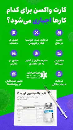 🔴 کارت واکسن برای کدام کارها اجباری می‎شود؟