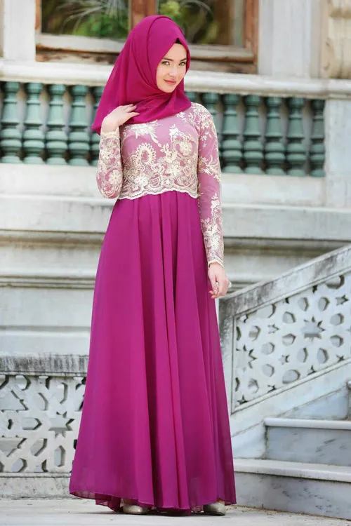 مد اسلامی مدل لباس مجلسی بلند حجاب