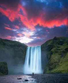 آبشار Skogafoss در#ایسلند 💜 💙