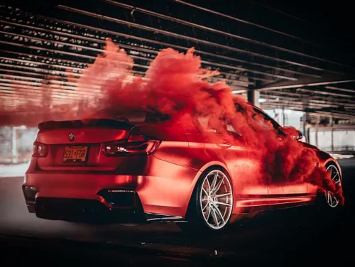 the red BMW