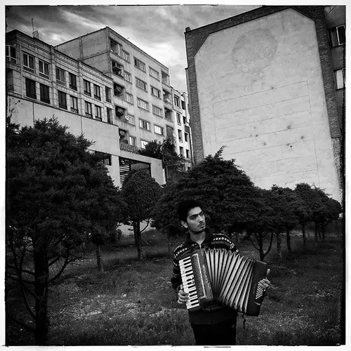 Javad, a street accordionist from Sari city, Northern Ira