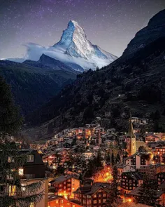 منظره ی بسیار زیبای شهر «Zermatt» در حضور کوه بسیار جذاب 