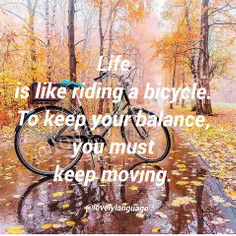 زندگی مانند دوچرخه سواری است. برای حفظ تعادل باید به حرکت