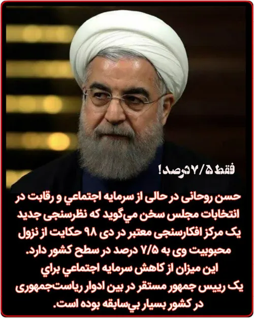 🔴 روحانی: ٧/۵ درصد