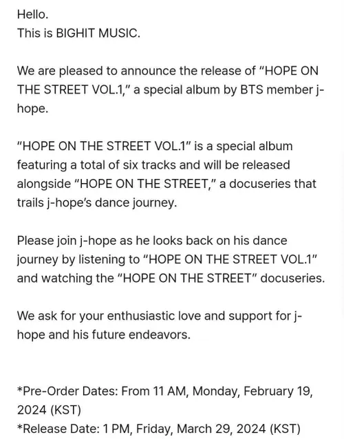 بیانیه رسمی بیگ هیت در رابطه با انتشار آلبوم “HOPE ON THE