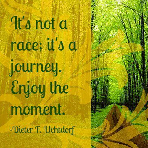 Its not a race. Its a journey. Enjoy the moment.