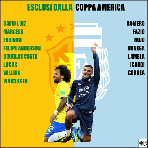 بازیکنان بزرگ غایب در کوپا آمریکا آرژانتین و برزیل.