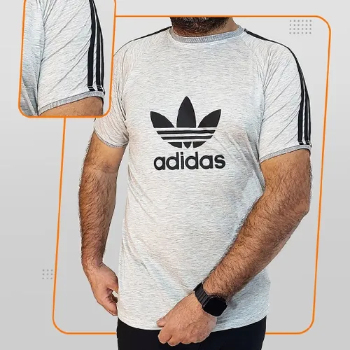 🔸 تیشرت مردانه آستین کوتاه سفید طوسی Adidas مدل 1421