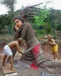 مجسمه ای زببا جهت حمایت از درخت...