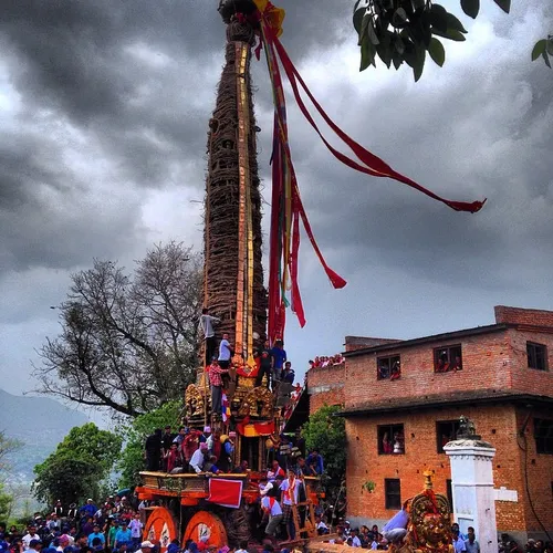 Nepalese devotees gather on the first day of Rato Machind