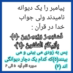 پیامبر را یک دیوانه نامیدند ولی جواب خدا در قرآن : فَسَتُ