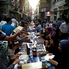 Iftar tables fill the streets of Galata neighborhood in I