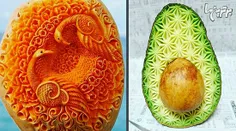#حکاکی طرح‌های ظریف و موزاییکی روی میوه‌ها و سبزیجات 