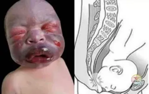یک نوزاد تازه متولد شده با ترومای صورت ناشی از زایمان غیر