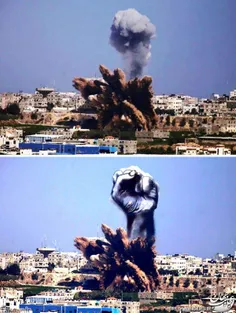 هنرمندی با استفاده از انفجارات غزه