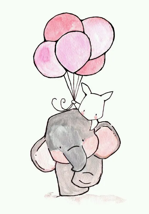 نقاشی کودکانه خرگوش فیل