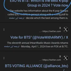 مسابقه بینbtsوexoرو رای دادین?بریدازطریق گوگل رای بدین bts