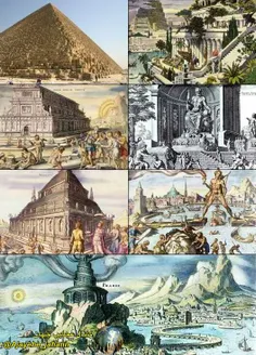 عجایب هفتگانه قدیم از چپ به راست بالا به پایین: هرم بزرگ 