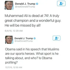 ترامپ: اوباما در سخنرانی اش گفته که مسلمانان قهرمانان ورز