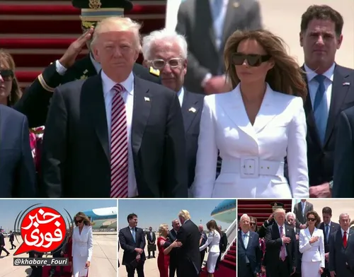 لحظه ورود ترامپ به فلسطین اشغالی در میان استقبال مقامات ر