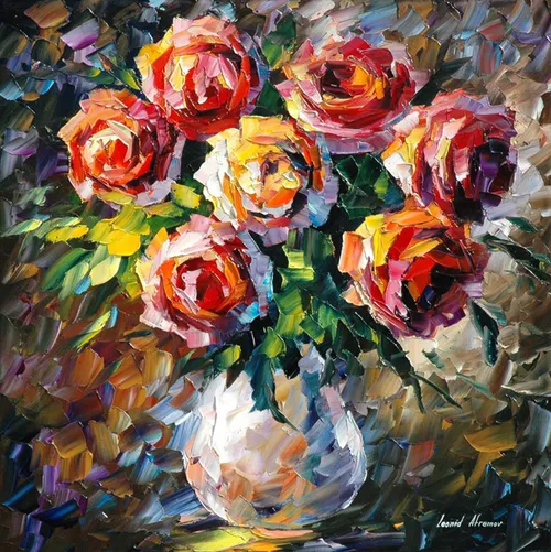 نقاشی های زیبای رنگ روغن گل های رز
