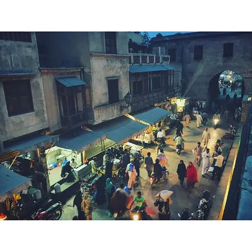 Looking down inside the Delhi Gate area in Lahore, Pakist