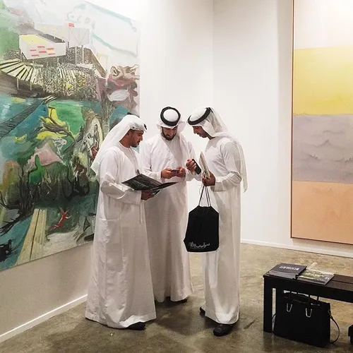 Emirati visitors at the @artdubai fair's opening day. Pho
