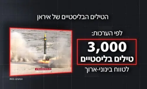 ❌کانال ١٢ تلويزيون اسرائیل: ایران ٣هزار موشک بالستیک آماد