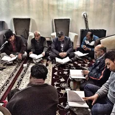 Muslim men get together to read Quran, the central script