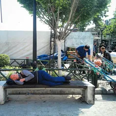 #dailytehran #street #sleep #rest #resting #gardener #teh