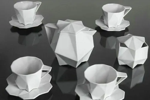 سرویس چای خوری با الهام از شکل های اوریگامی